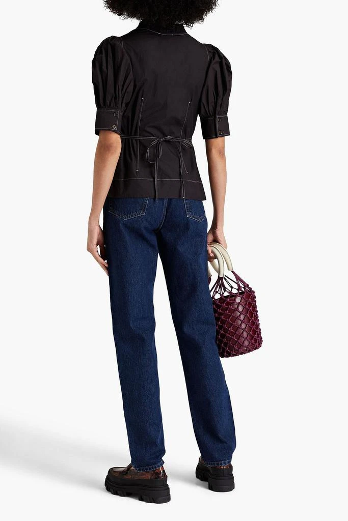 Ganni Cotton-poplin wrap blouse 3