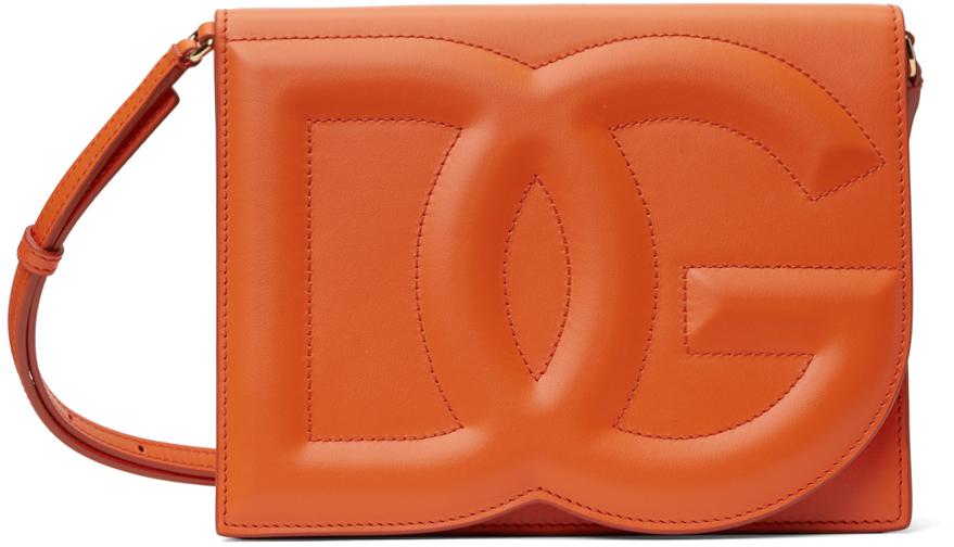 Dolce&Gabbana Orange Calfskin 'DG' Logo Crossbody Bag