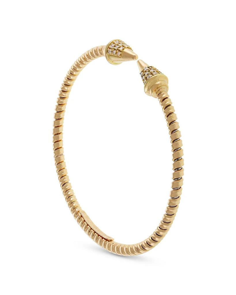 Alberto Milani 18K Yellow Gold Via Mercanti Tubogas Diamond Cone Bangle Bracelet 3