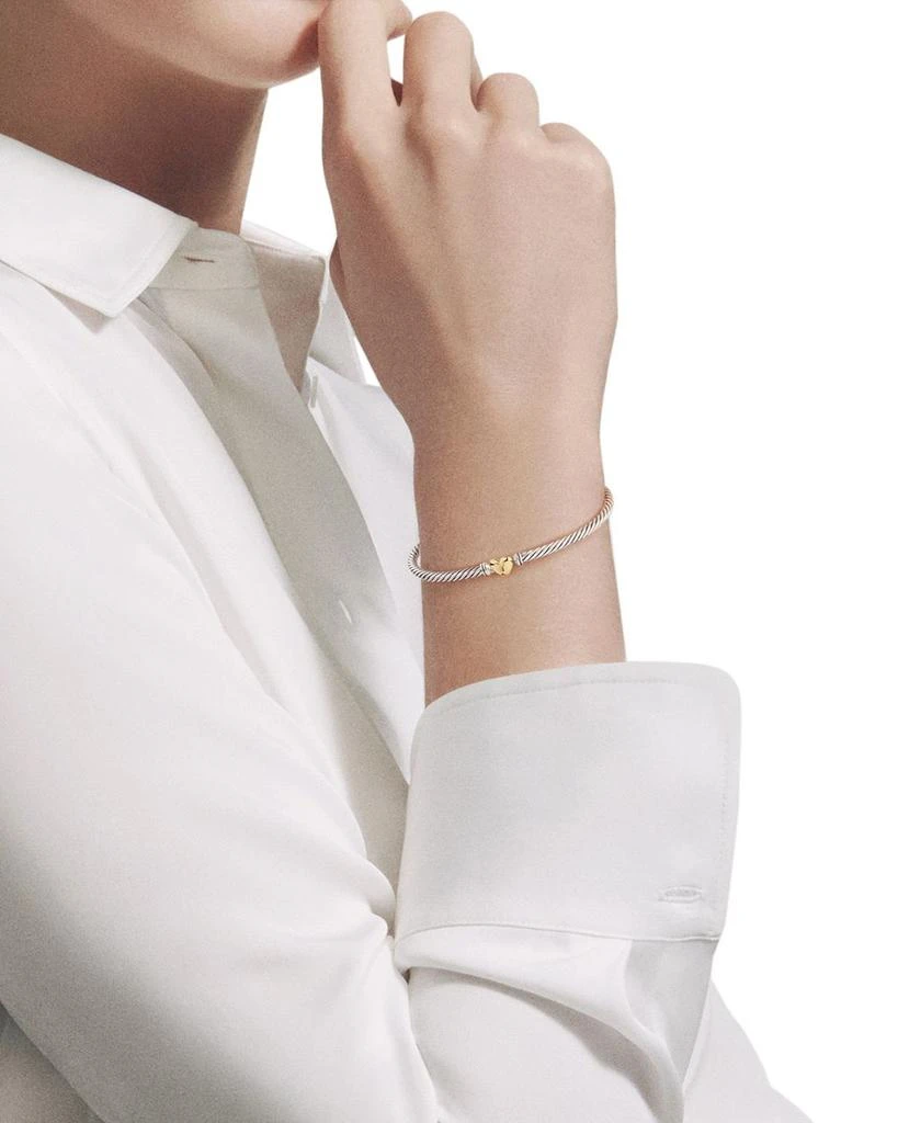David Yurman Cable Collectibles® Heart Bracelet in Sterling Silver with 18K Yellow Gold, 3mm 2
