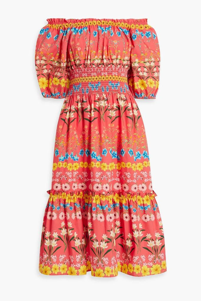 Cara Cara Off-the-shoulder floral-print cotton-poplin midi dress 1