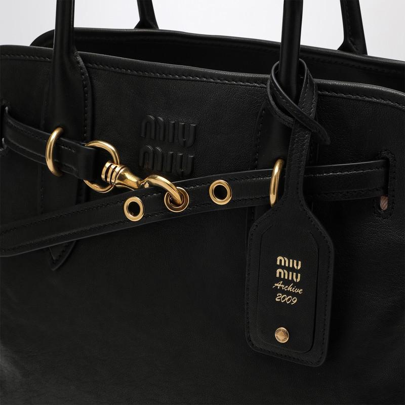 トートバッグ Miu Miu Black Nappa Leather Aventure Shopping Bag Black Aventure Nappa Leather Bag | Miu Miu