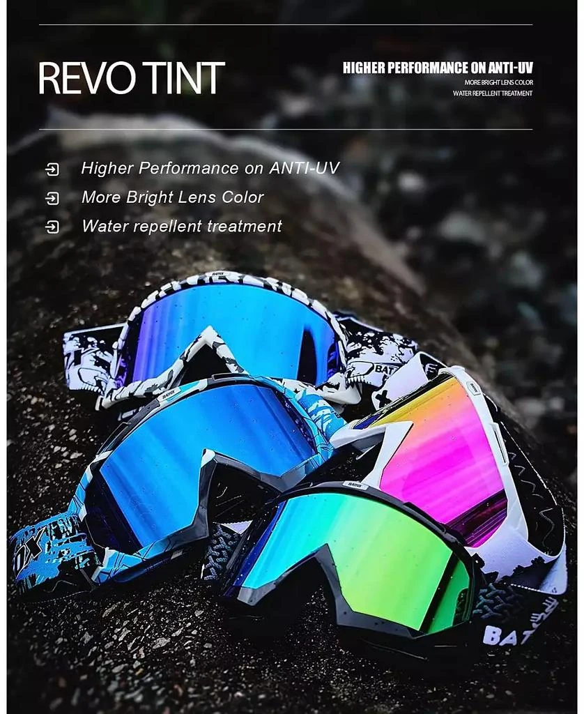 BATFOX Dirt Bike ATV Goggles Motorcycle Gear Riding Motocross Dirtbike 4-Wheeler MX DH Accessories Goggles Glasses for Men Women Youth UV400 Protection Dust-proof Anti-Slip Strap 5