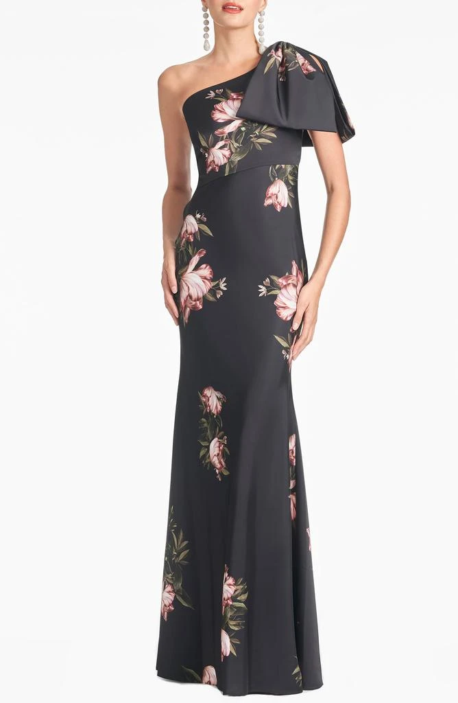 Sachin & Babi Aubrey Floral One-Shoulder Satin Crepe Mermaid Gown 1