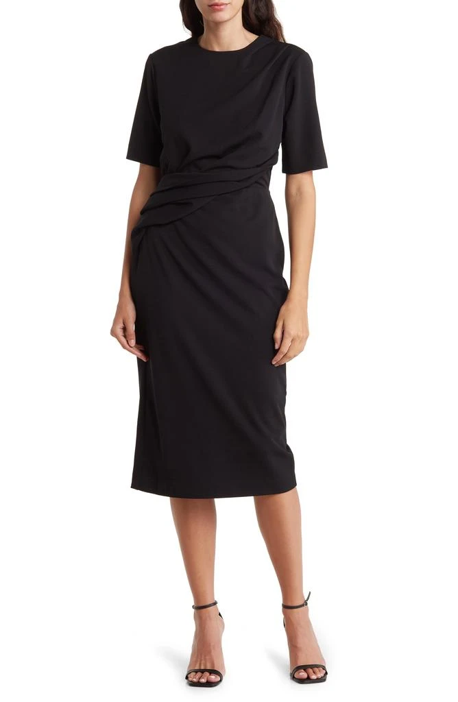 knee length dresses for ladies Alexia Admor Women's Loreli Boatneck Midi Dress, Blue, Small main image 0