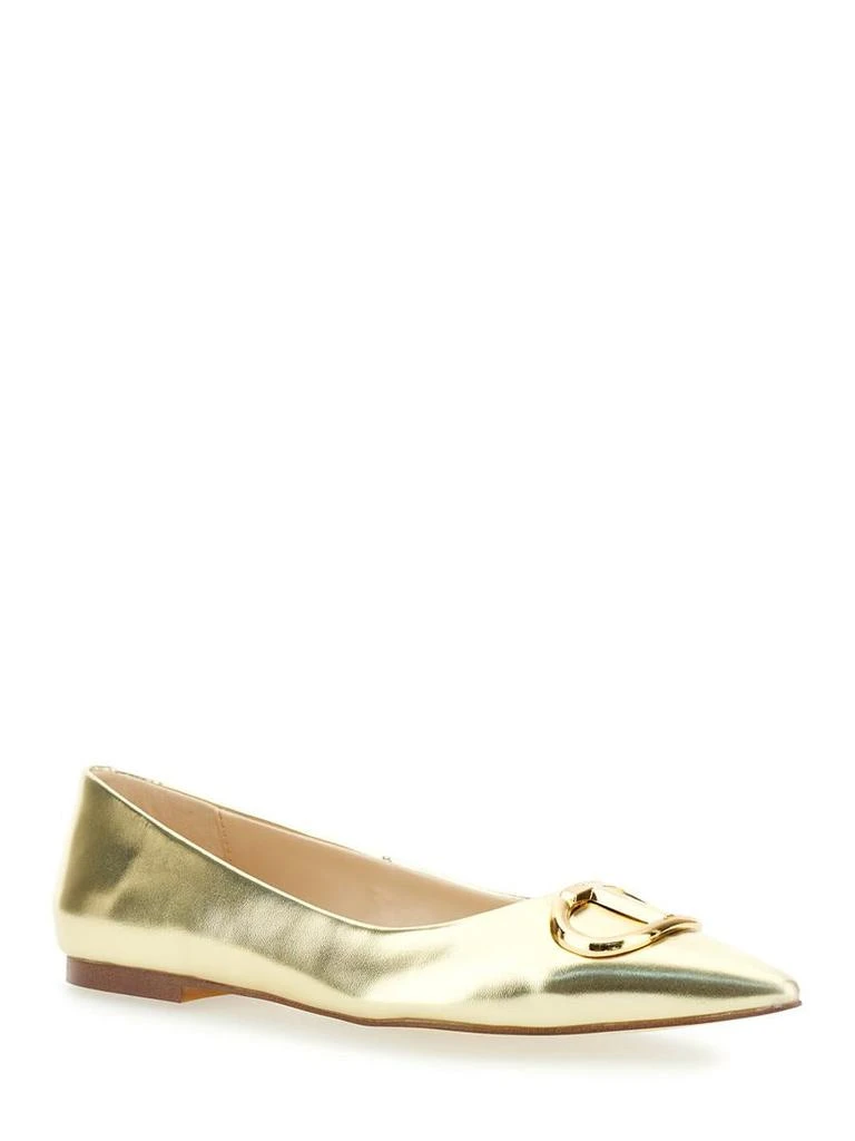 TWINSET Gold Tone Ballet Flats With Oval T Detail In Laminated Leather Woman 2