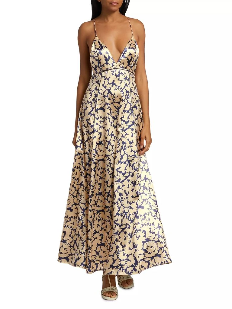 Ulla Johnson Evie Printed Satin Cross-Back Maxi Dress 2