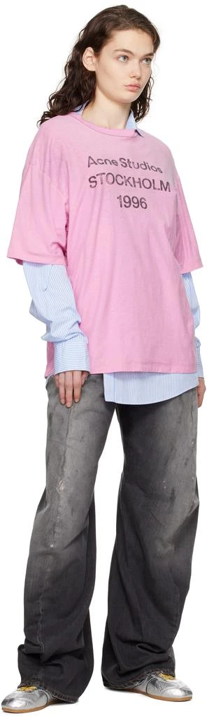 Acne Studios Pink Relaxed Fit Logo T-shirt 5