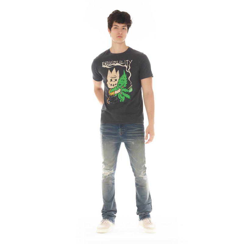 Cult Of Individuality Short Sleeve Crew Neck Tee  "Charlie" In Vintage Charcoal