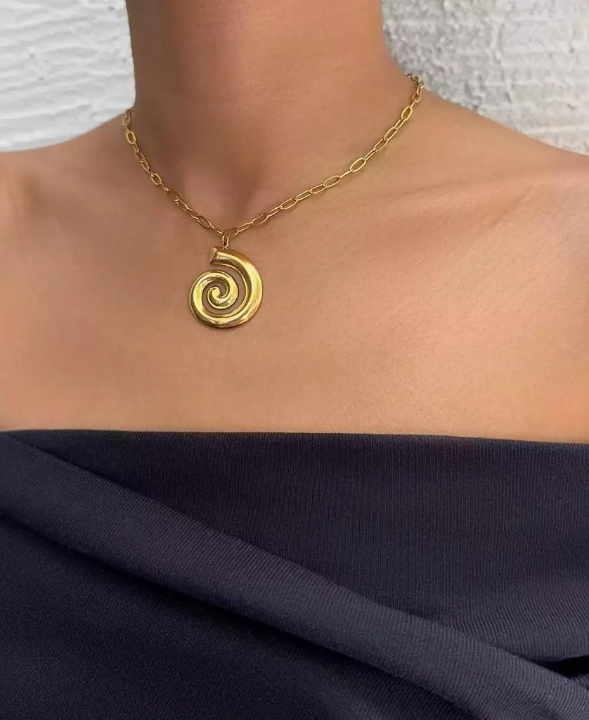 ADORNIA Tarnish Resistant Gold Swirl Paperclip Pendant Necklace 4