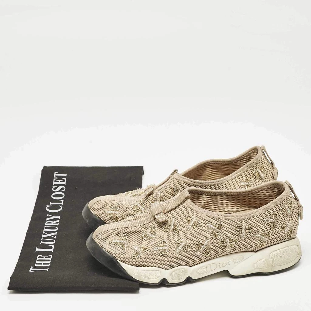 Dior Dior Beige Mesh Beads Embellished/ Embroidery Fusion Sneakers Size 36 10