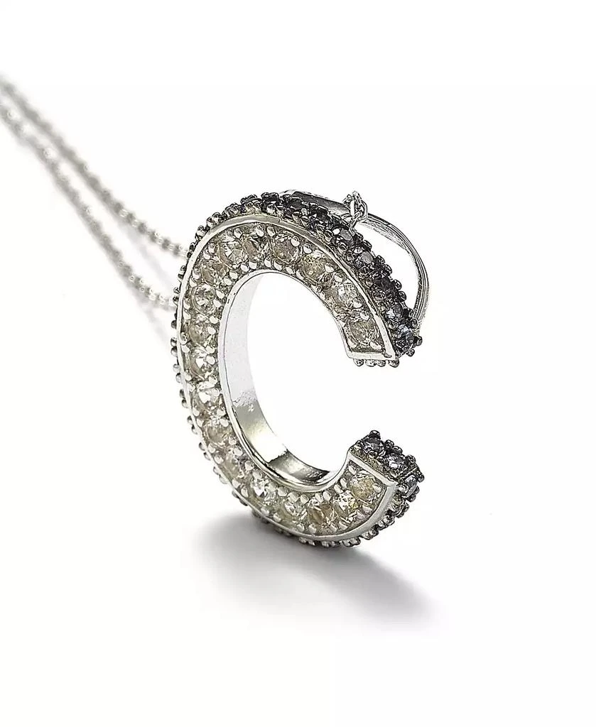 Suzy Levian New York Suzy Levian Sterling Silver Sapphire 3-D Letter "C" Initial Pendant 2