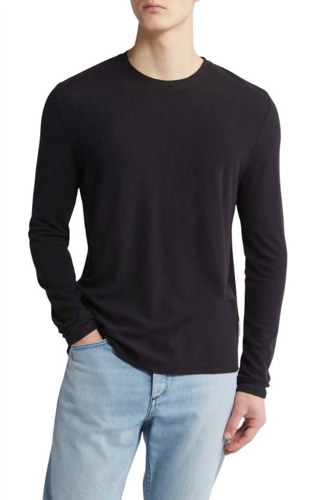 NN07 Clive Waffle Knit Tee In Black