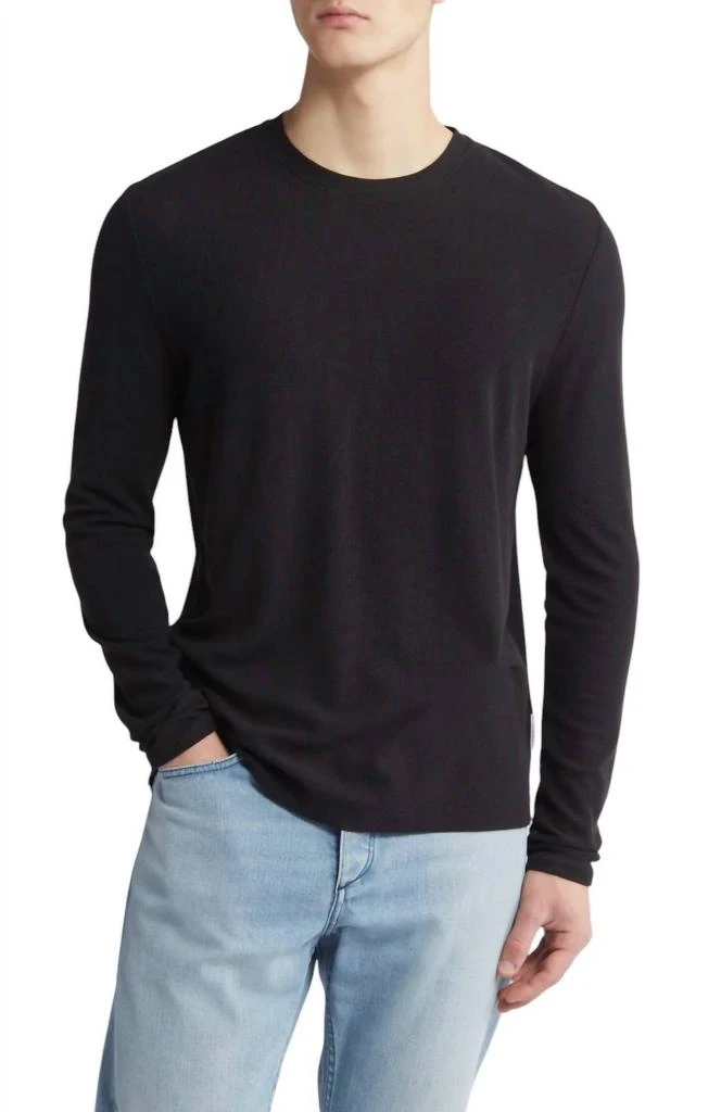 NN07 Clive Waffle Knit Tee In Black 1