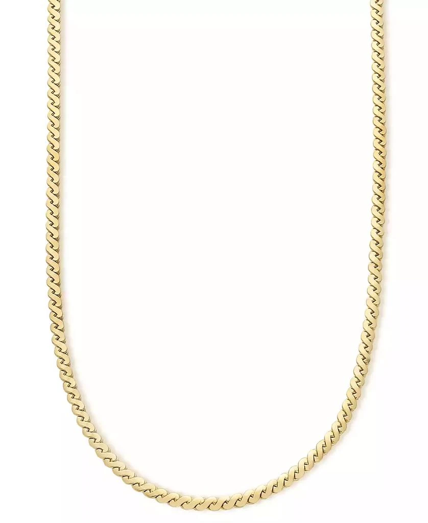 Macy's Polished Serpentine Link 18" Chain Necklace in 14k Gold 1