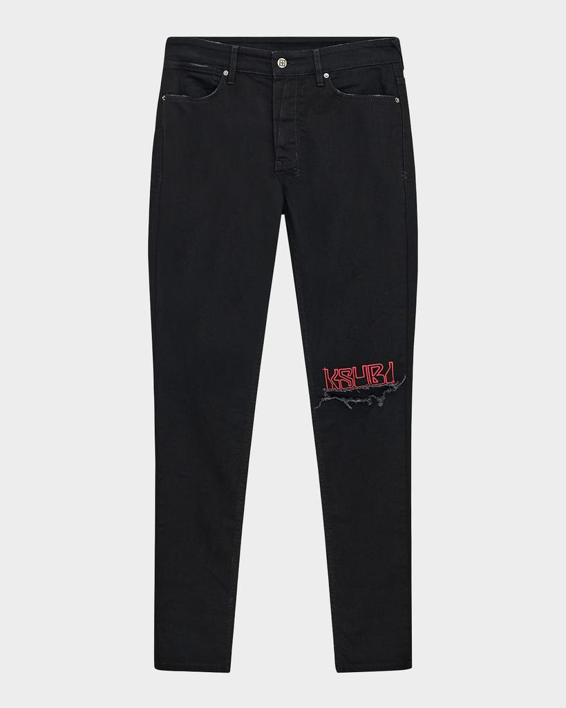 Ksubi Men's Van Winkle Laid Black Sting Skinny Jeans