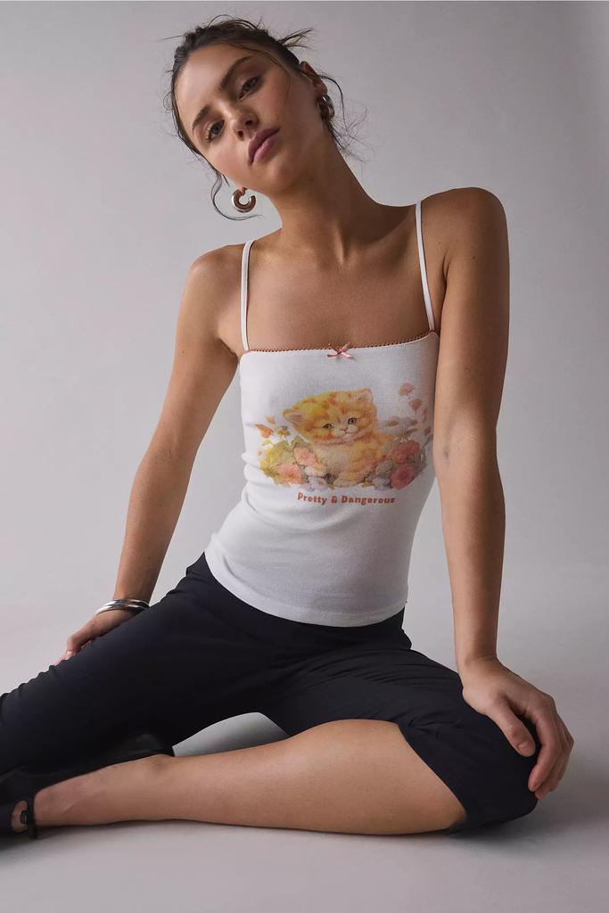 Urban Outfitters Pretty 
Dangerous Cat Graphic Square-Neck Cami