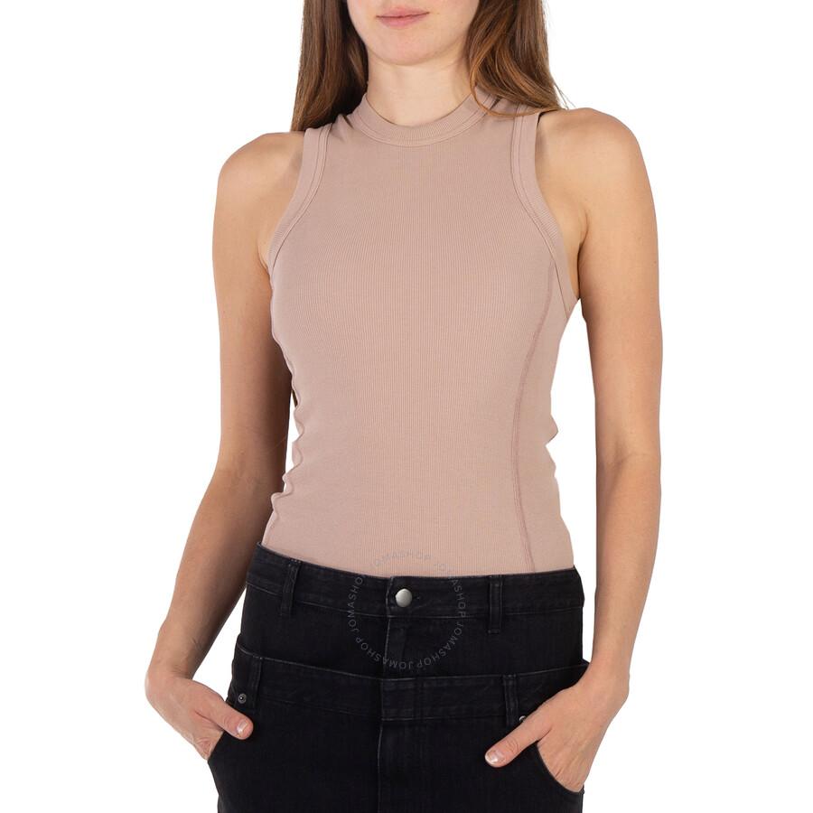 Tibi Ladies Toffee Ribbed Racerback Bodysuit