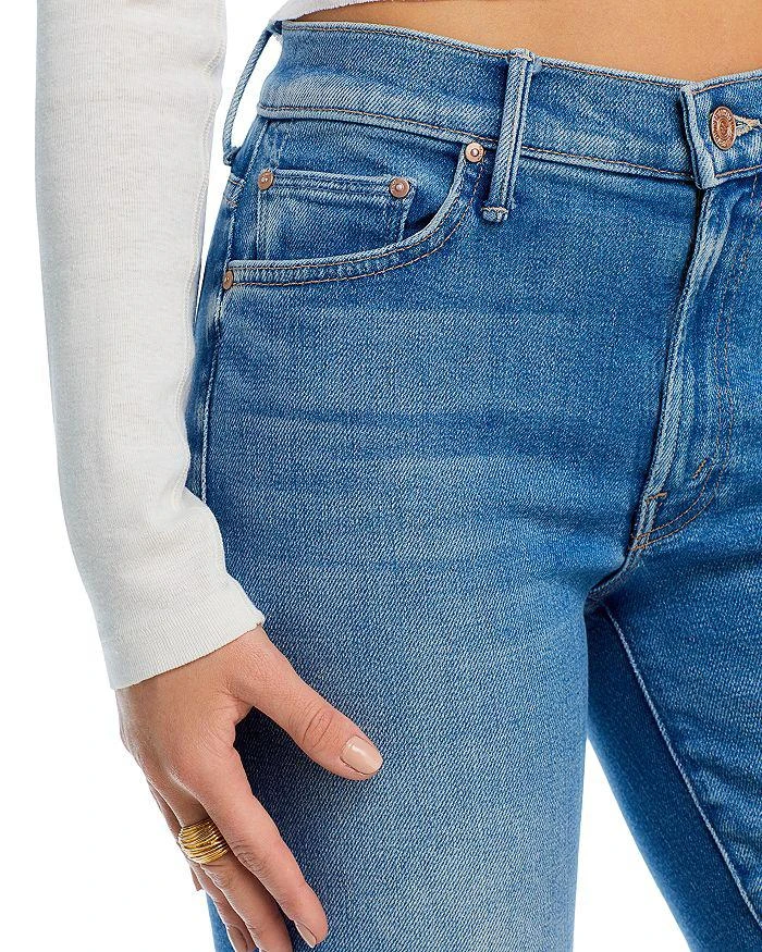 MOTHER MOTHER The Lil' Outsider Petites Mid Rise Sneak Jeans in Flag Me Down 6