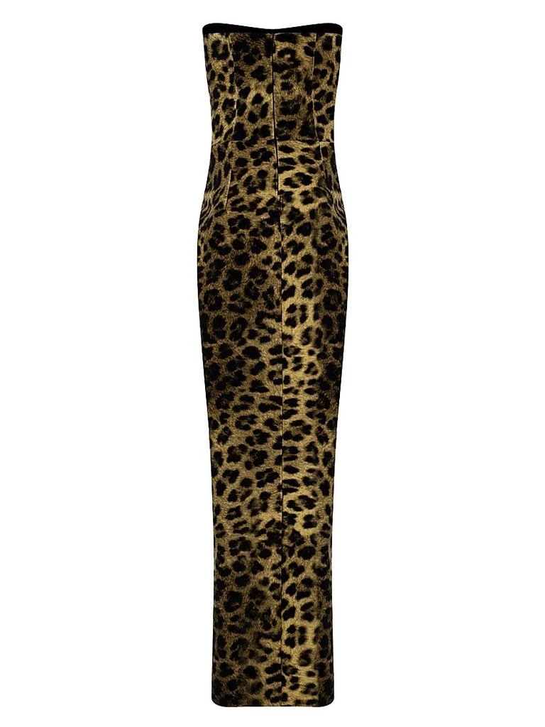 knee length dresses for ladies Breanna Strapless Chiffon Maxi Dress / Leopard Print | Meshki main image 0