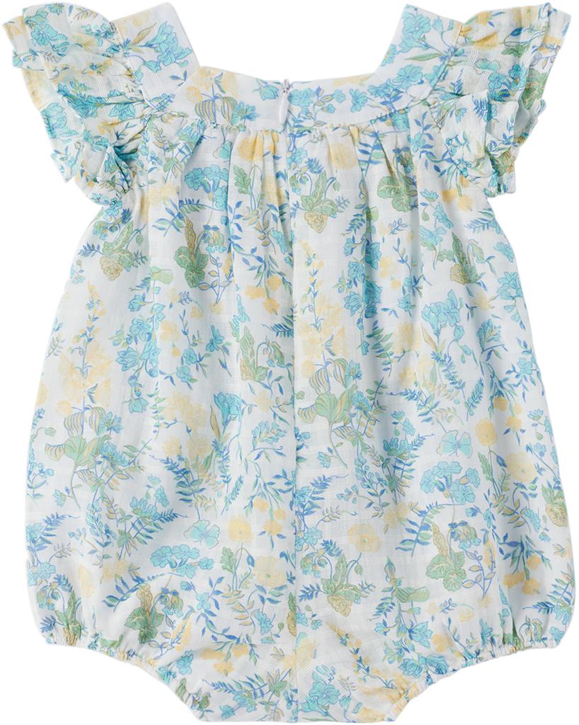 Tartine et Chocolat Baby White & Blue Floral Romper