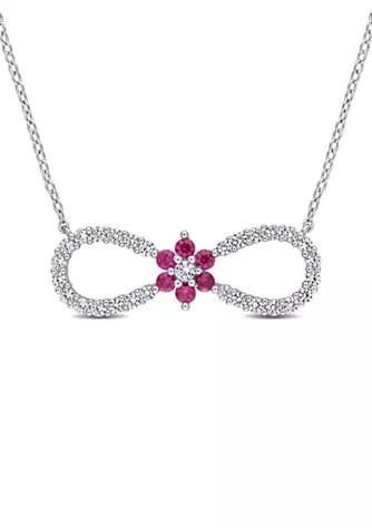 Belk 
Co. Lab Created Created Ruby and Created White Sapphire Infinity Floral Necklace in Sterling Silver