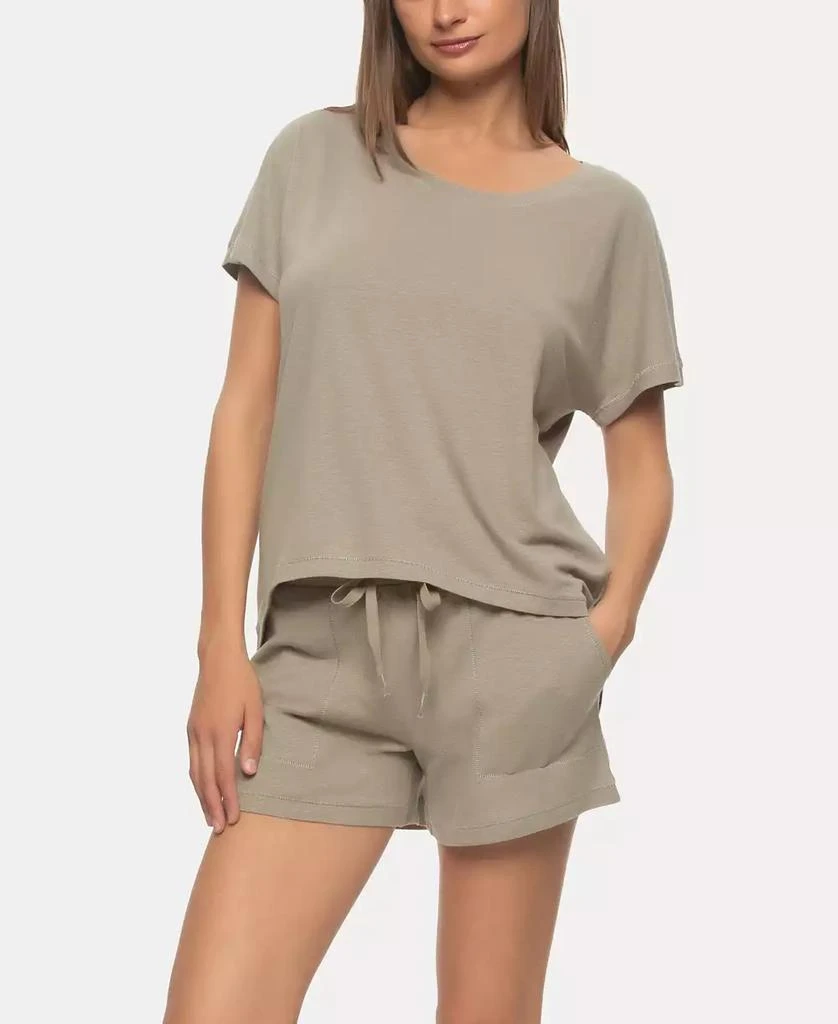 Felina Women's Lauren Linen Jersey Pullover Top and Shorts Sleepwear 3