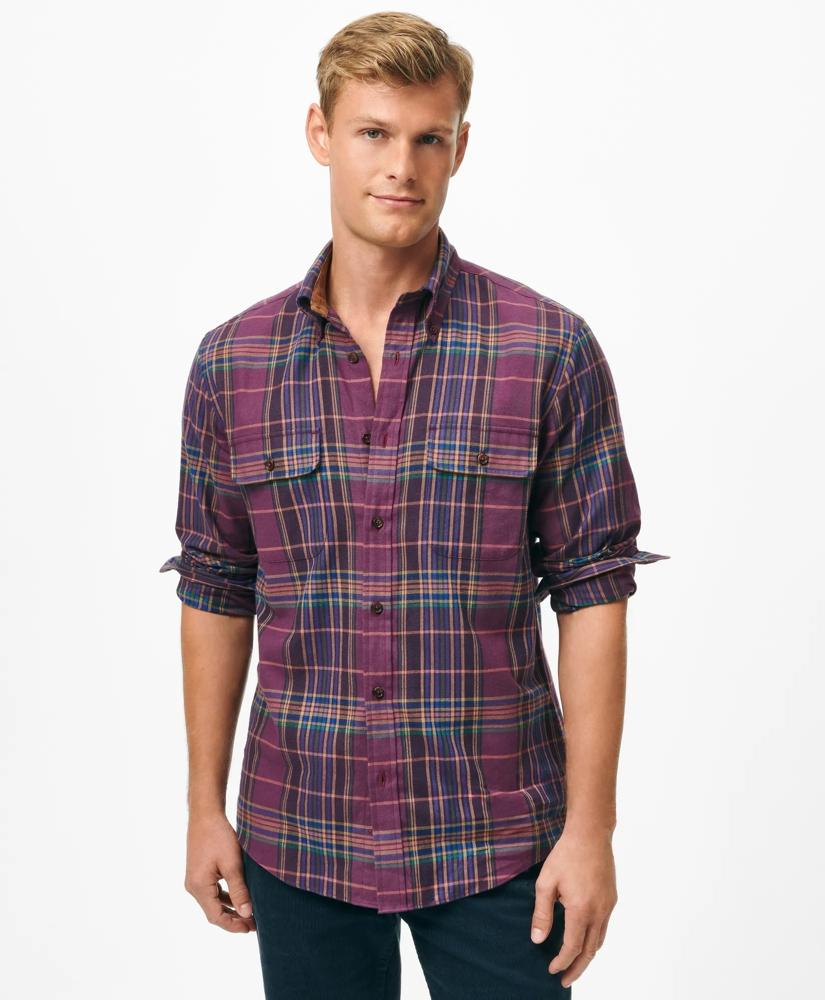 Brooks Brothers Cotton-Cashmere Sport Shirt in Plaid Flannel