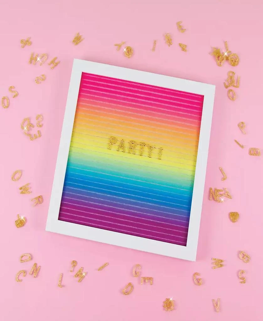 Three Cheers For Girls 3C4G Rainbow Felt Letterboard - 10' X 10" Changeable Message Board, With Hanging Hook Stand, Make It Real, Tweens Girls, 300 Gold-Tone Glittery Letters Emojis, Room Decor 4