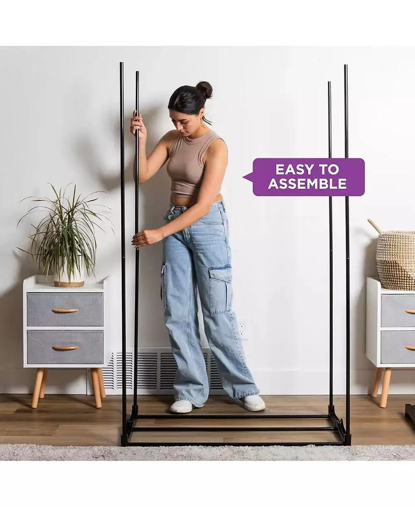 Florida Brands Portable Wardrobe Closet - Premium Metal Hanging Rod with Beige Cover- 65 Lb. Weight Capacity- Super Easy Assembly, No Tools Required 7