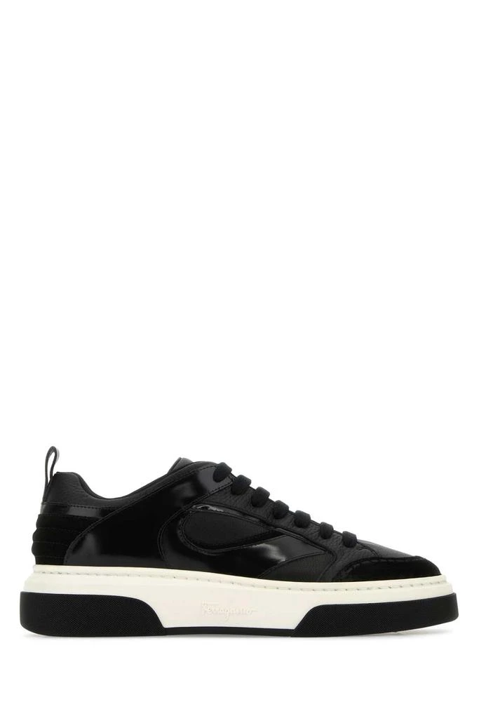 Salvatore Ferragamo Black Leather Cassina Mix Sneakers 1