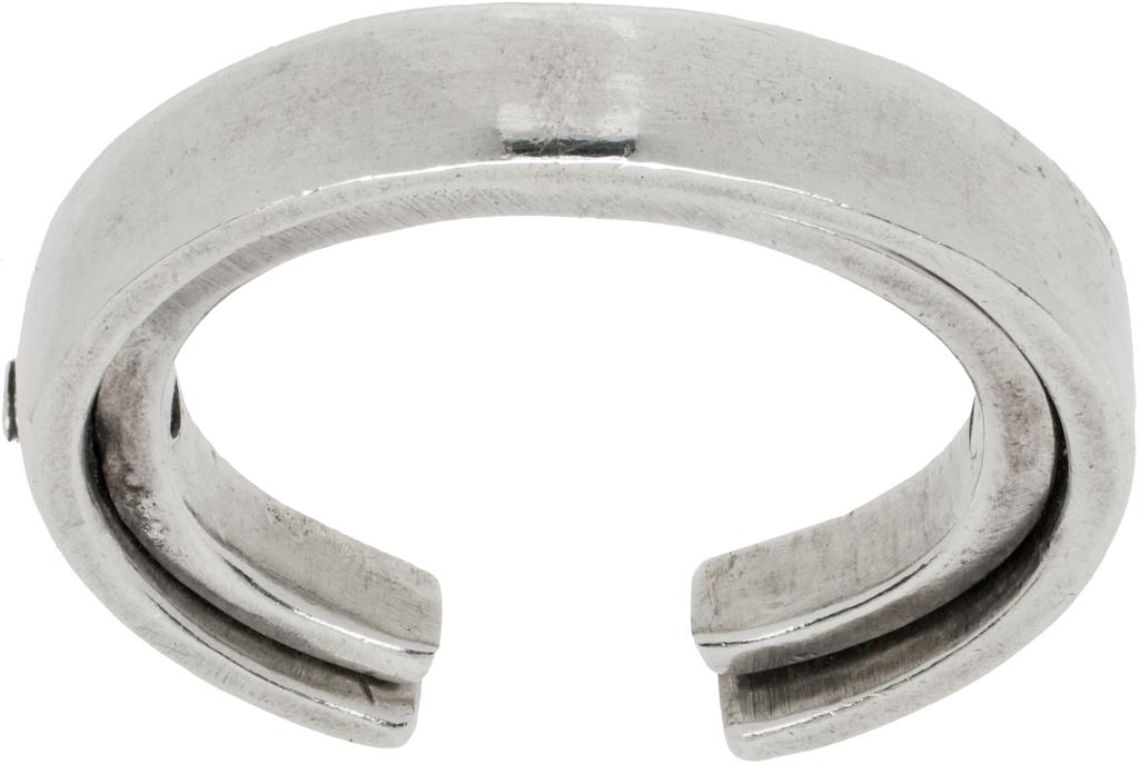 Title of Work Silver Double Hinge Black Diamond Ring