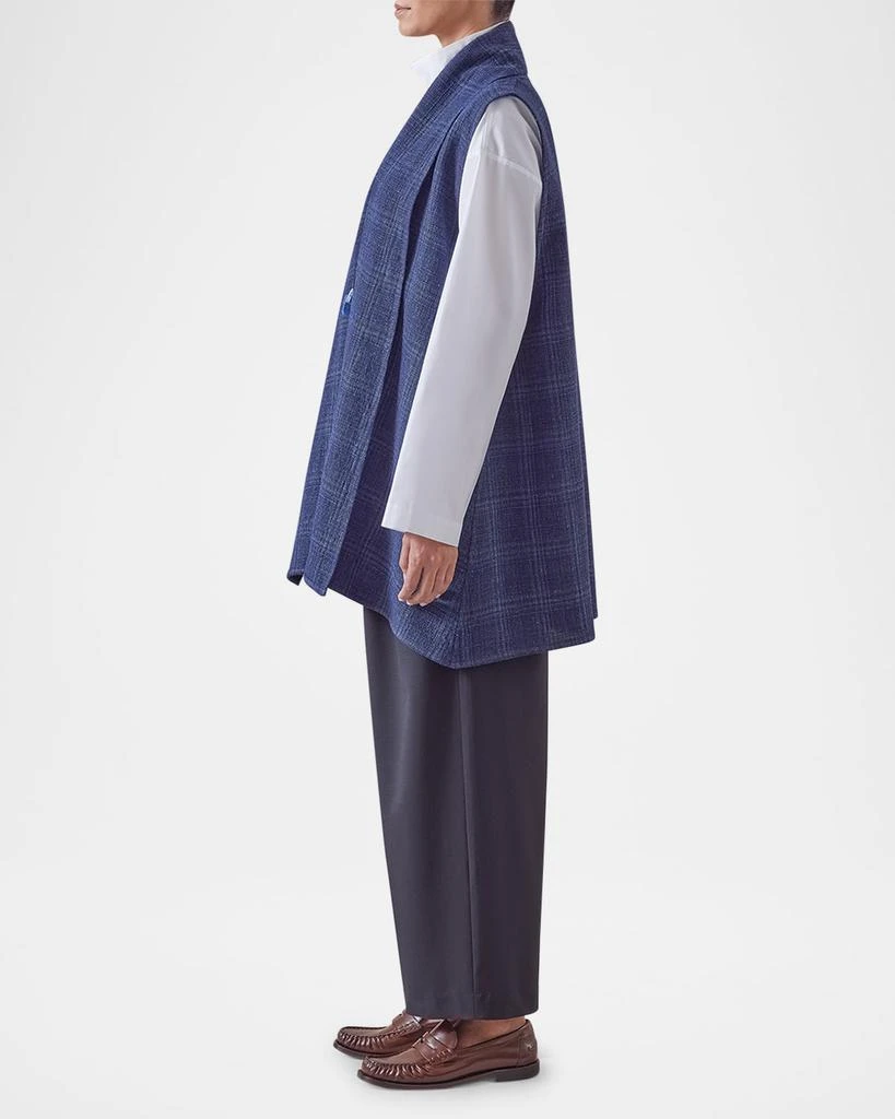 Eskandar A-Line Scrunch Shawl-Collar Waistcoat (Long Length) 4