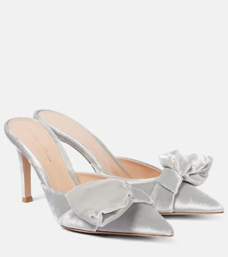 Gianvito Rossi 85 bow-detail velvet mules 1