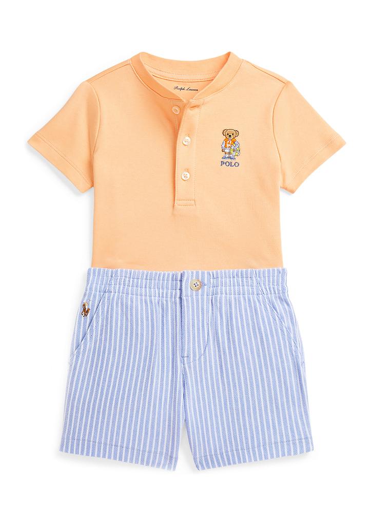 Ralph Lauren Baby Boys Polo Bear Henley Shirt & Mesh Shorts Set