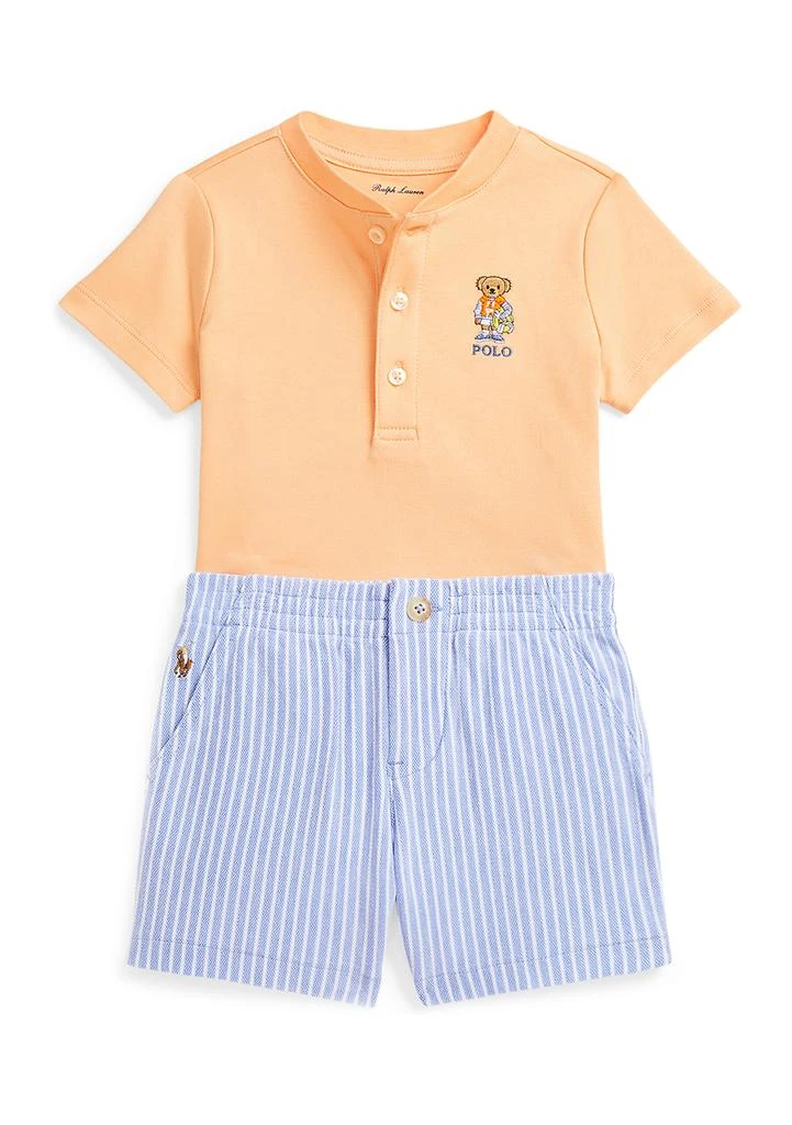 Ralph Lauren Baby Boys Polo Bear Henley Shirt & Mesh Shorts Set 1