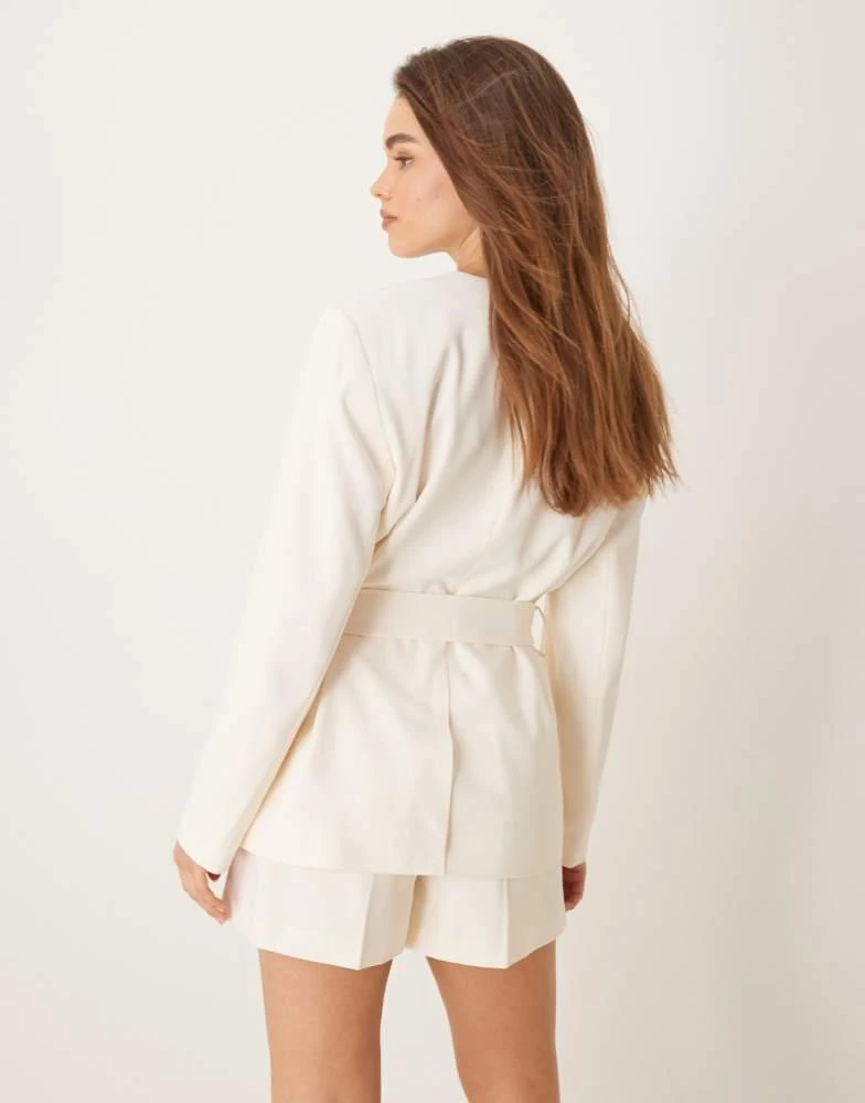 ASOS ASOS DESIGN tie waist blazer in buttermilk 2
