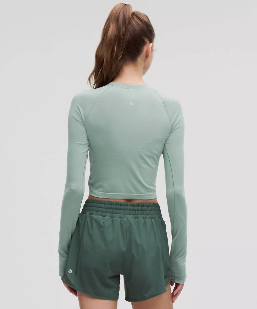Lululemon Swiftly Tech Cropped Long Sleeve 2.0 Tee In Crater Blue