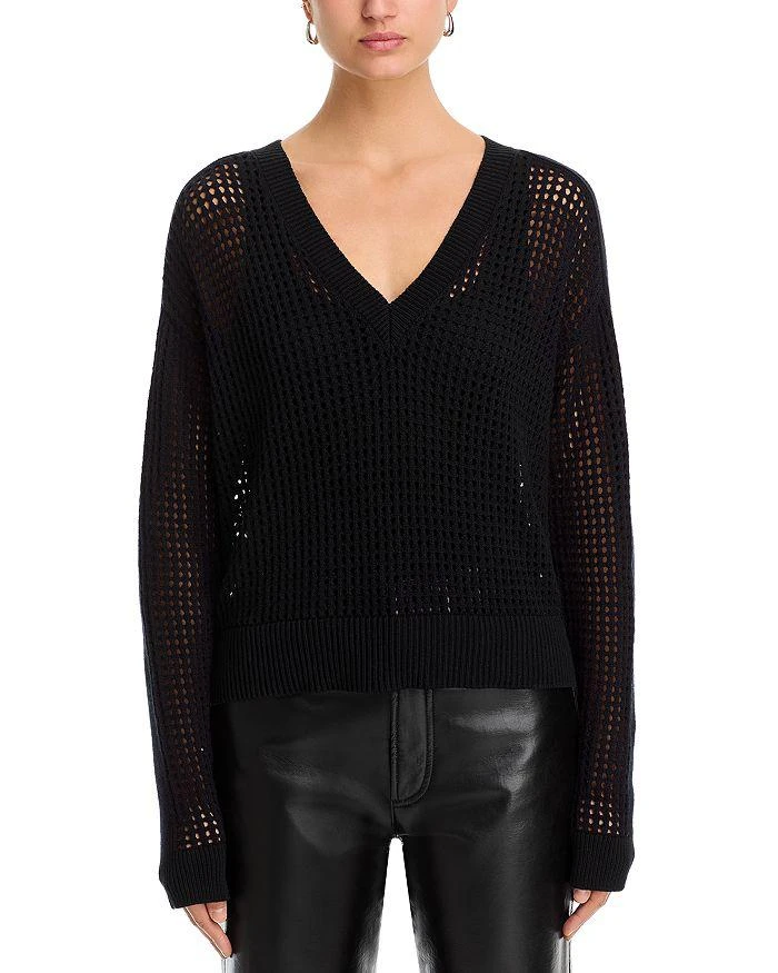 ATM Anthony Thomas Melillo V Neck Mesh Stitch Sweater 6