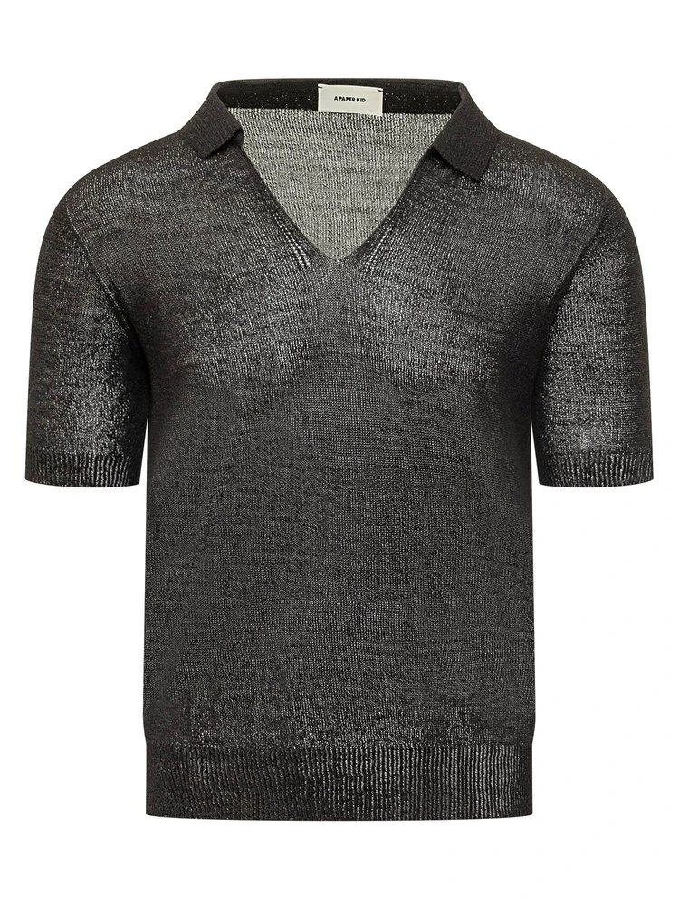 A Paper Kid A Paper Kid Sheer Knitted Polo Shirt