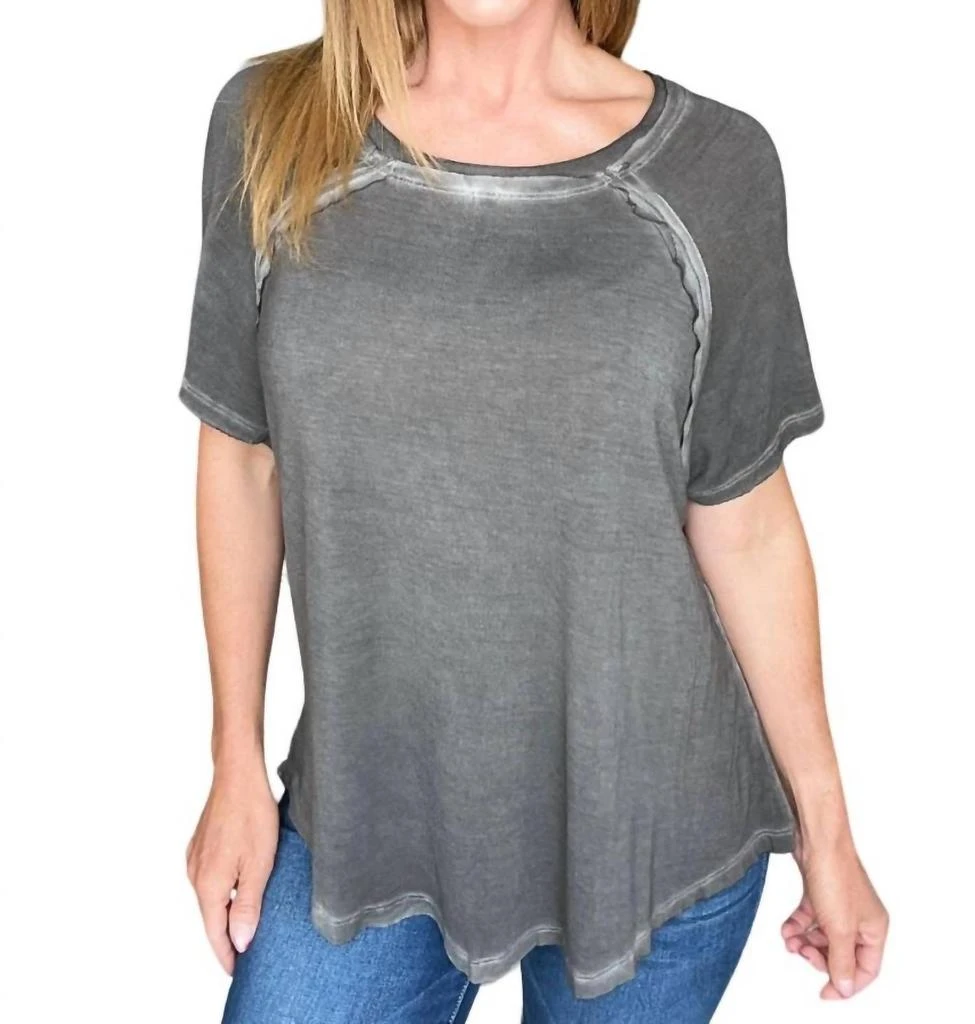 ZENANA Mineral Wash T Shirt In Black 1