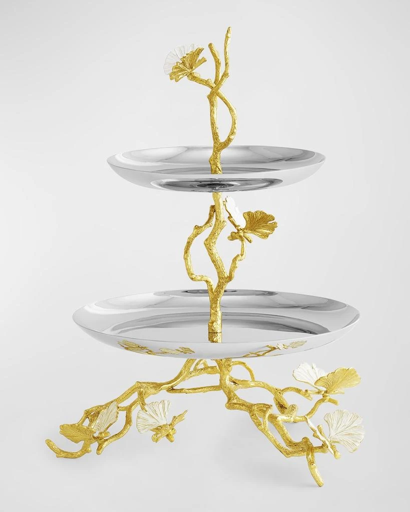 Michael Aram Butterfly Ginkgo White 
Gold Two Tier Etagere 3