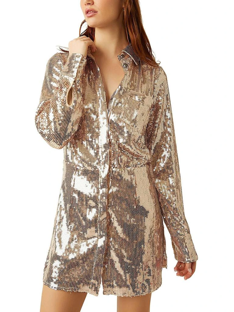 Free People Sophie Womens Collar Mini Shirtdress 4