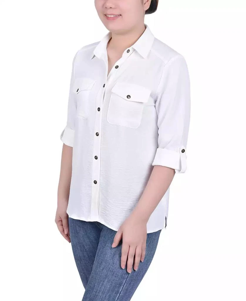 NY Collection Petite Roll Tab Blouse 3