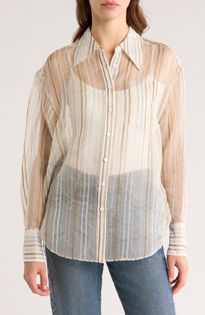 Joie Keeley Stripe Silk & Cotton Button-Up Shirt