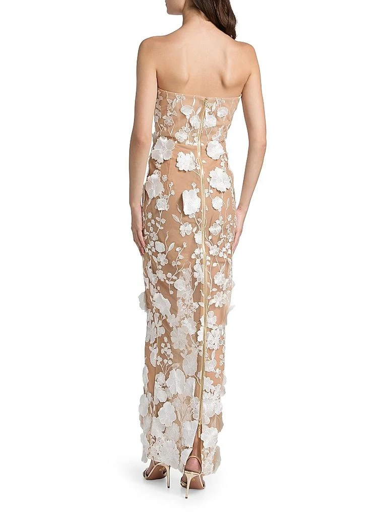 BRONX AND BANCO Jasmine Blanc Floral Appliqué Column Gown 5