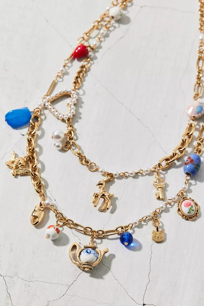 Urban Outfitters Tea Party Layered Charm Necklace 3