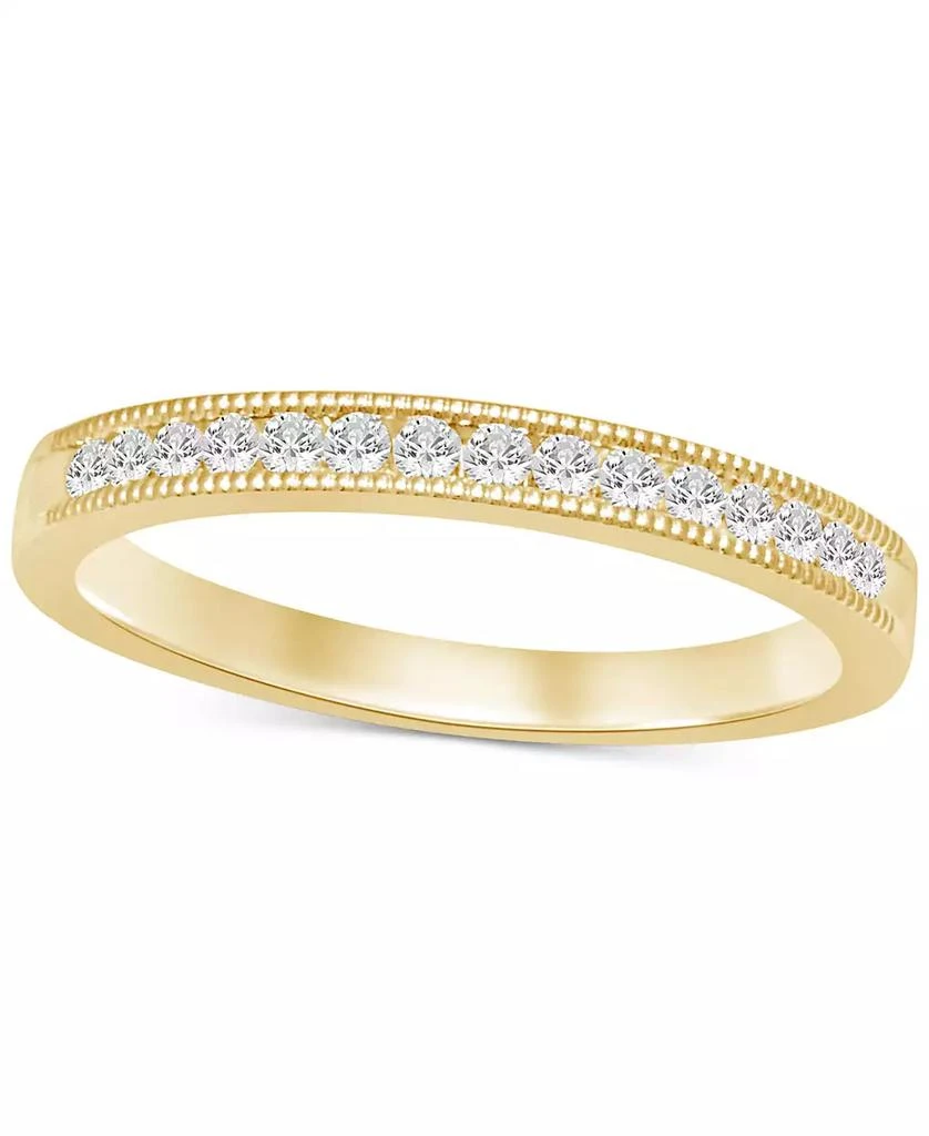 Macy's Diamond Milgrain Bead Wedding Band (1/6 ct. t.w.) in 14k Gold 1