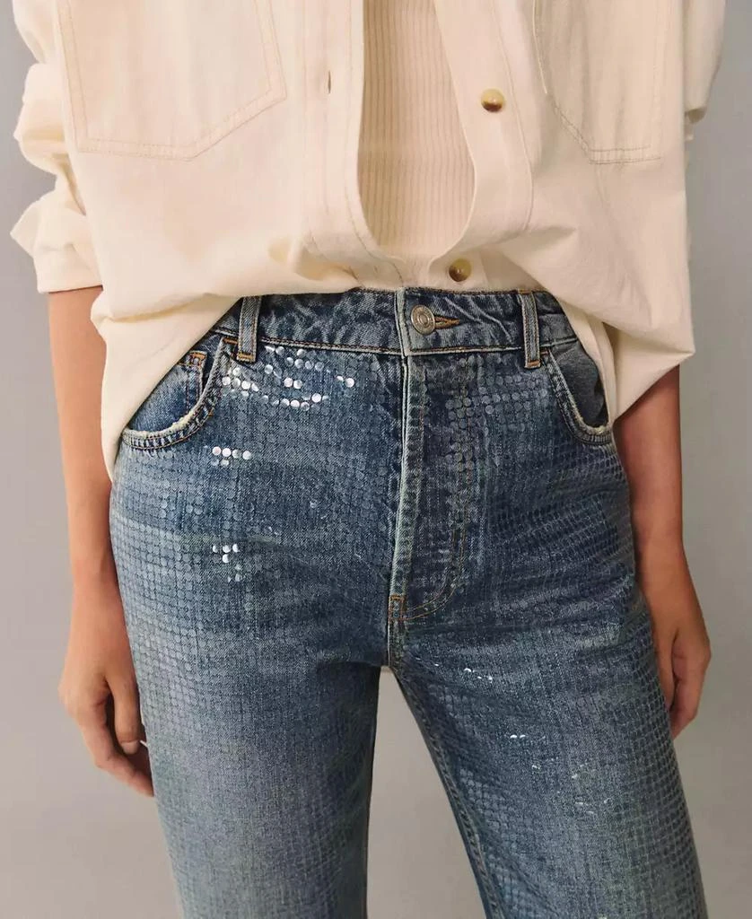 Mango Women's Sequins Under Slits Jeans 4