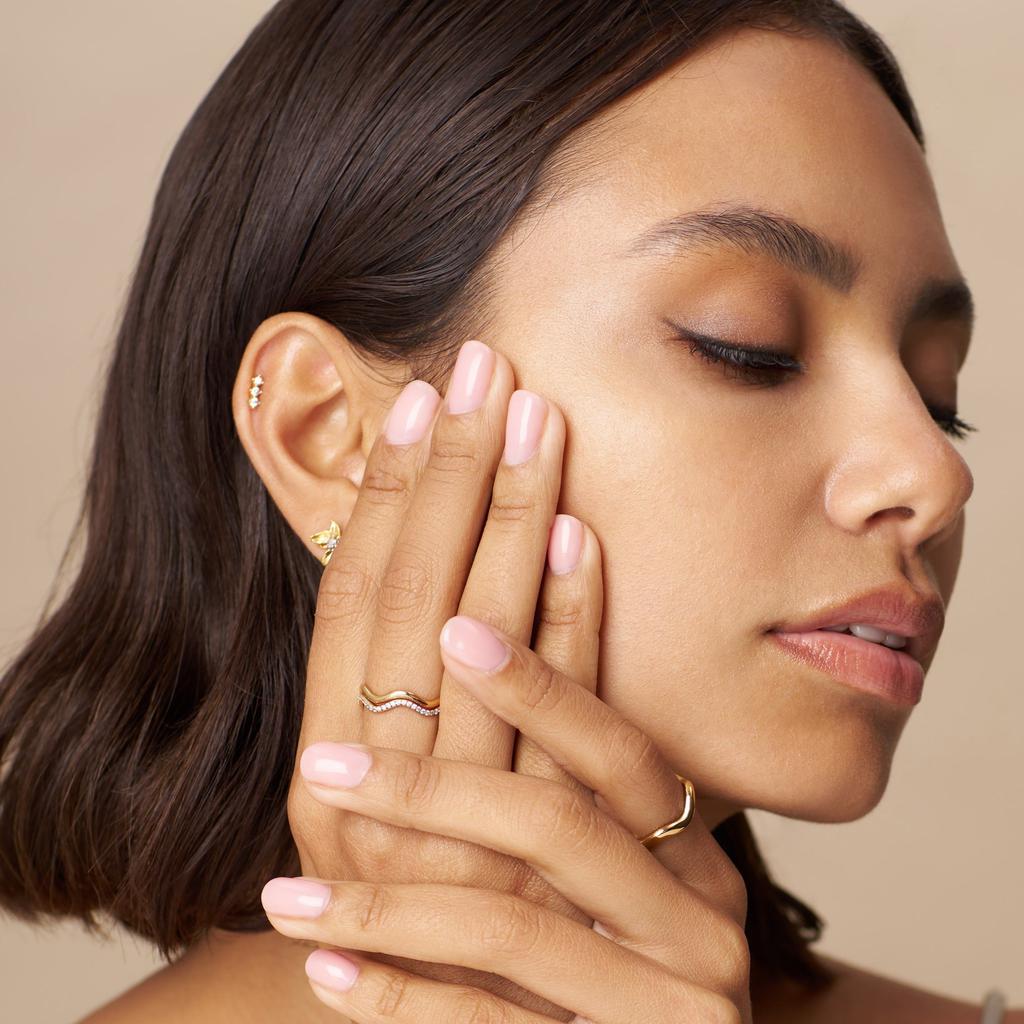 Orelia London Fine Pave Wave Stacking Ring Set S/M